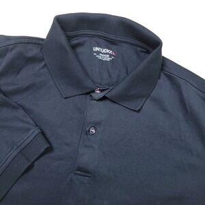 Untuckit Mens Medium Solid Black Stretch Knit Polo Short Sleeve 100% Cotton